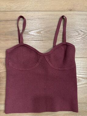 Madewell XS Ribbed Maroon Bustier Cami Top